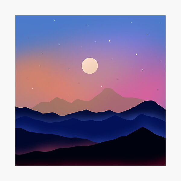 Item preview, Night sky moonlight mountains designed and sold by ART SIFA.