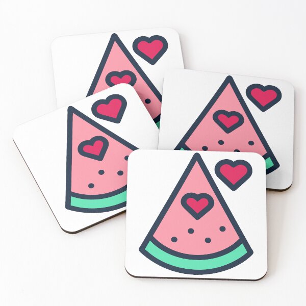 Item preview, Illustration of Watermelon Slice with Hearts on Black Background designed and sold by Creative88Art.