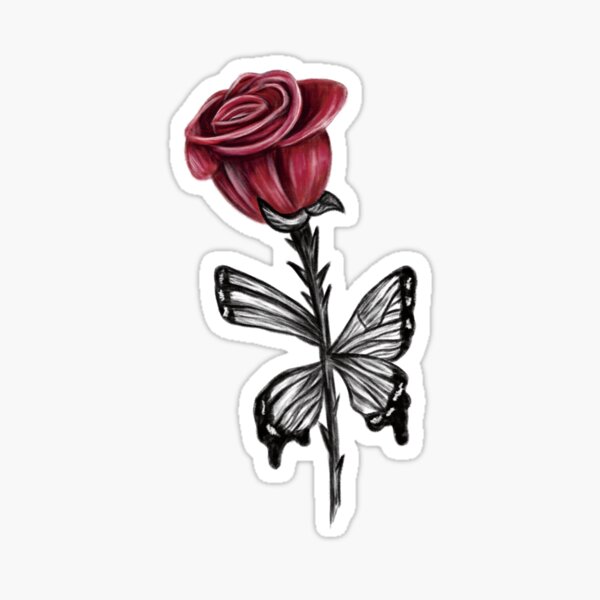 Item preview, Red Rose with butterfly wing leaves Concept Art (Version 2) designed and sold by Scarlet Swan.