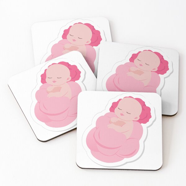 Item preview, Illustration of a Sleeping Baby Wrapped in Pink Petal Layers designed and sold by Creative88Art.