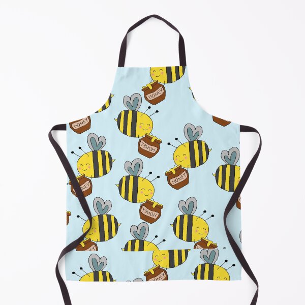 Item preview, Seamless Pattern of Cute Cartoon Bees With Honey Jars on Pastel Background designed and sold by sigoisette.