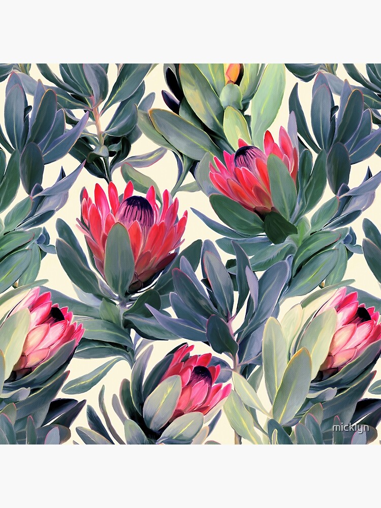 Painted Protea Pattern Tote Bag