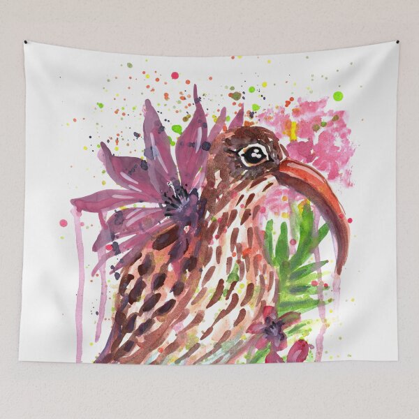 Item preview, Colorful Curlew and Flower Watercolor designed and sold by Ivy Lily Art.