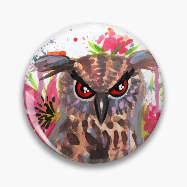 Item preview, Colorful Eagle Owl and Flower Watercolor designed and sold by Ivy Lily Art.