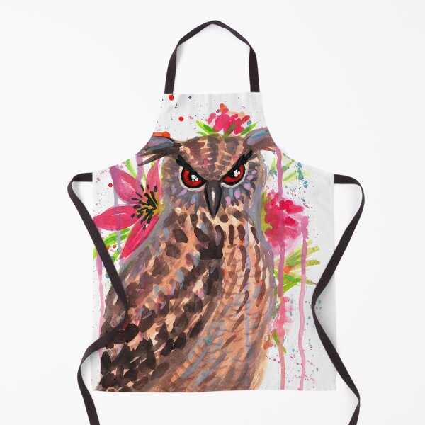 Item preview, Colorful Eagle Owl and Flower Watercolor designed and sold by Ivy Lily Art.