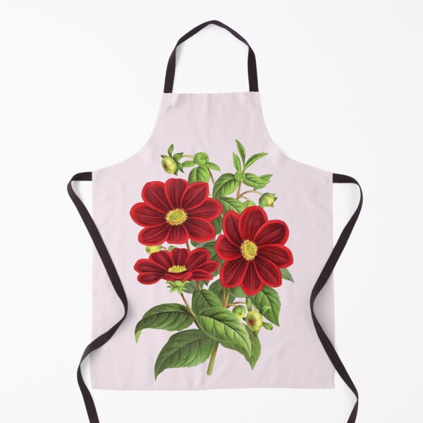 Item preview, Vibrant Red Dahlia Flowers With Green Leaves designed and sold by IrisAndIvy.