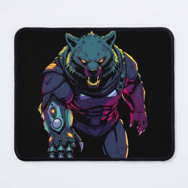 Item preview, Cybernetic Bear Warrior – Neon Futuristic Beast Sticker designed and sold by Field-23.