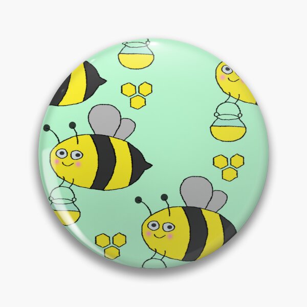 Item preview, Seamless Pattern of Cute Cartoon Bees With Honey Jars on Pastel Background designed and sold by sigoisette.