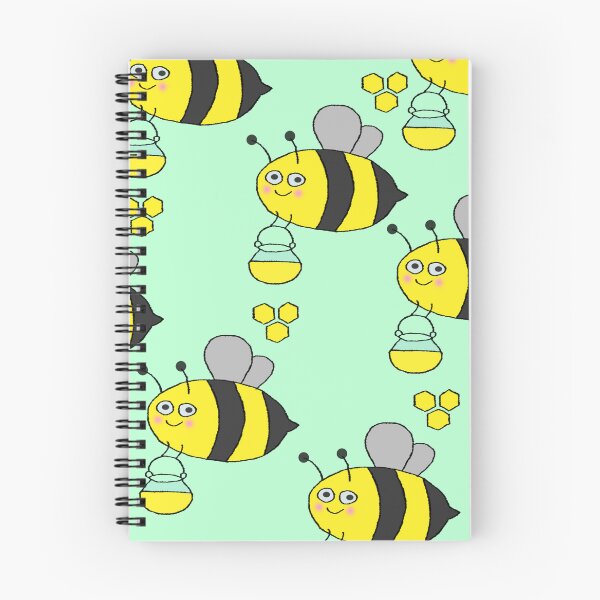 Item preview, Seamless Pattern of Cute Cartoon Bees With Honey Jars on Pastel Background designed and sold by sigoisette.
