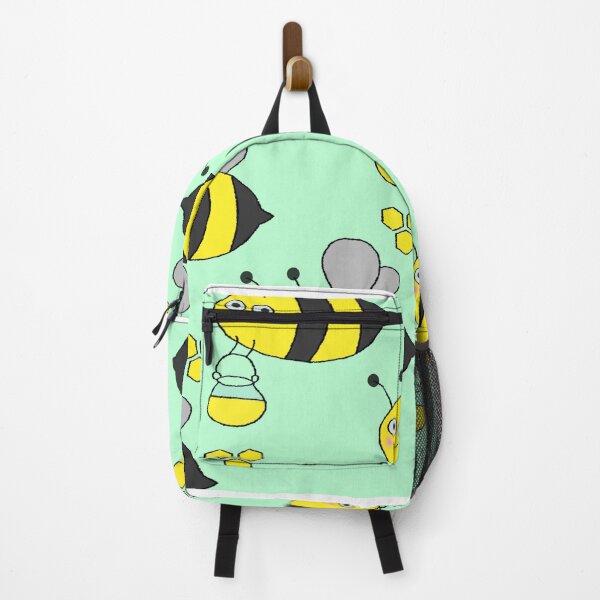 Item preview, Seamless Pattern of Cute Cartoon Bees With Honey Jars on Pastel Background designed and sold by sigoisette.