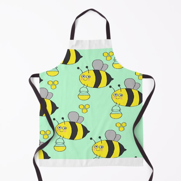 Item preview, Seamless Pattern of Cute Cartoon Bees With Honey Jars on Pastel Background designed and sold by sigoisette.