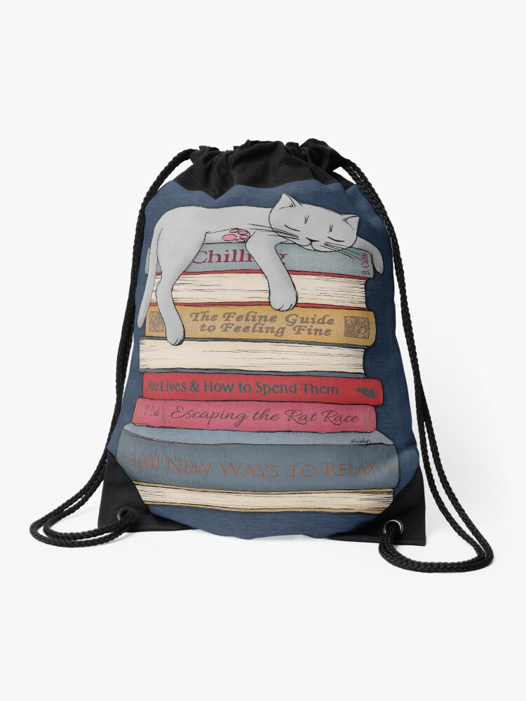 Thumbnail 1 of 3, Drawstring Bag, How to Chill Like a Cat designed and sold by micklyn.