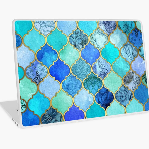 Item preview, Motif de carreaux marocains décoratifs bleu cobalt, aqua et or designed and sold by micklyn.