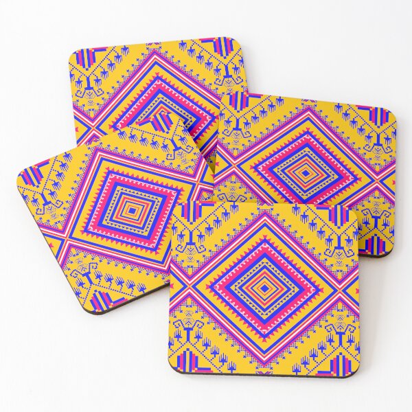 Item preview, Geometric Ethnic Seamless Pattern - Yellow, Blue, Pink designed and sold by SoothiArt.