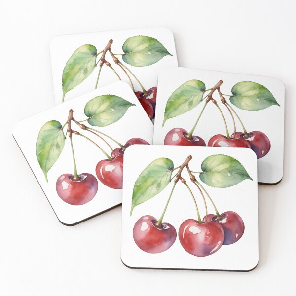 Item preview, Watercolor Trio of Ripe Cherries designed and sold by CharmingGarden.