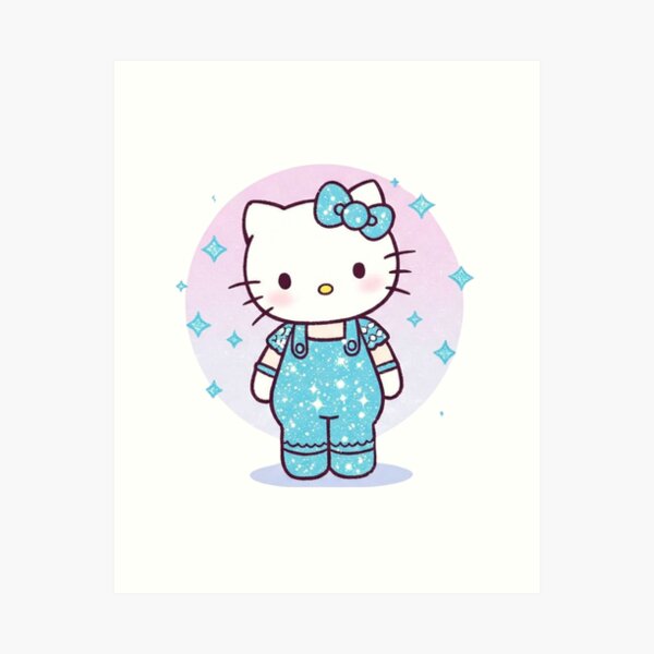 Item preview, Hello Kitty - Blue denim jumpsuit glitters designed and sold by PYXOO.