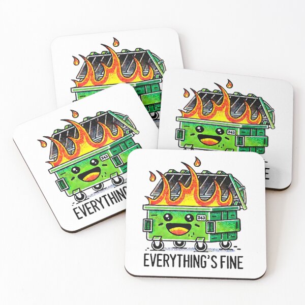 Item preview, Dumpster Fire Kawaii Meme – Everything’s Fine Funny Quote designed and sold by techtrinket.