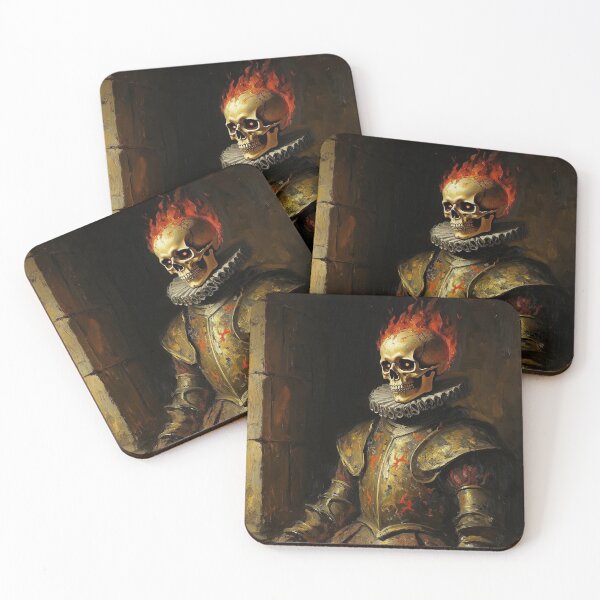 Item preview, The Flaming Knight fantasy horror haunted house portrait art designed and sold by Vintage Designs +.