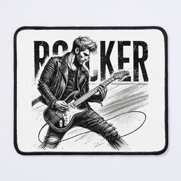 Item preview, A cool guy is rocking out on his electric guitar like a true rockstar. designed and sold by CHAMP639.