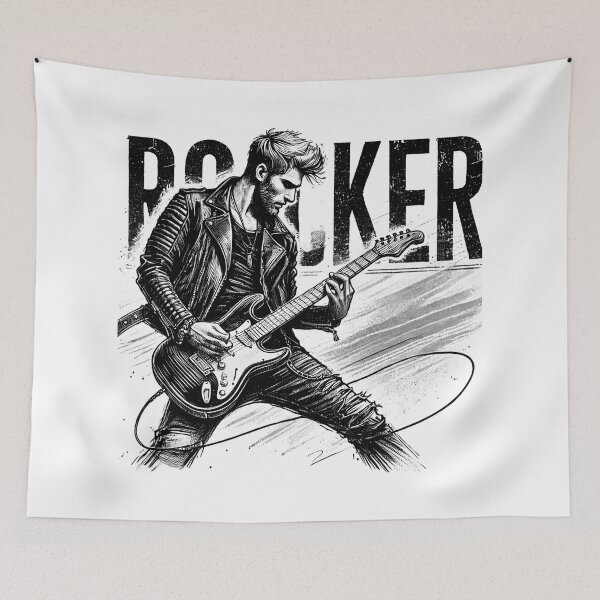 Item preview, A cool guy is rocking out on his electric guitar like a true rockstar. designed and sold by CHAMP639.