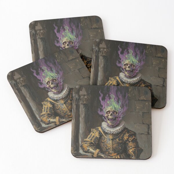 Item preview, The Flaming Knight fantasy horror haunted house portrait art designed and sold by Vintage Designs +.