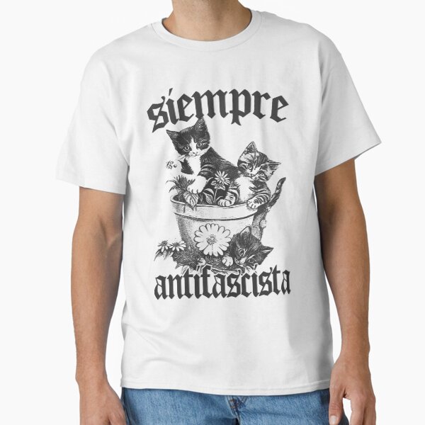 Artikel-Vorschau von siempre antifascista, Mittelalter Katzenshirt, Vintage 90er Jahre Shirt, Lustiges Katzen Meme Shirt, Mittelalter Kunst, Politik Meme, designt und verkauft von relcvrouaysArt.