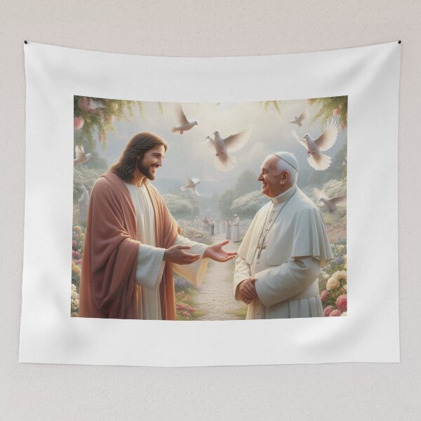 Item preview, Jesus Welcoming Pope Francis into Heaven designed and sold by sevenmountains.