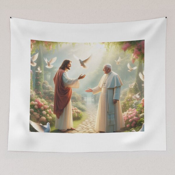 Item preview, Jesus Welcoming Pope Francis into Heaven designed and sold by sevenmountains.