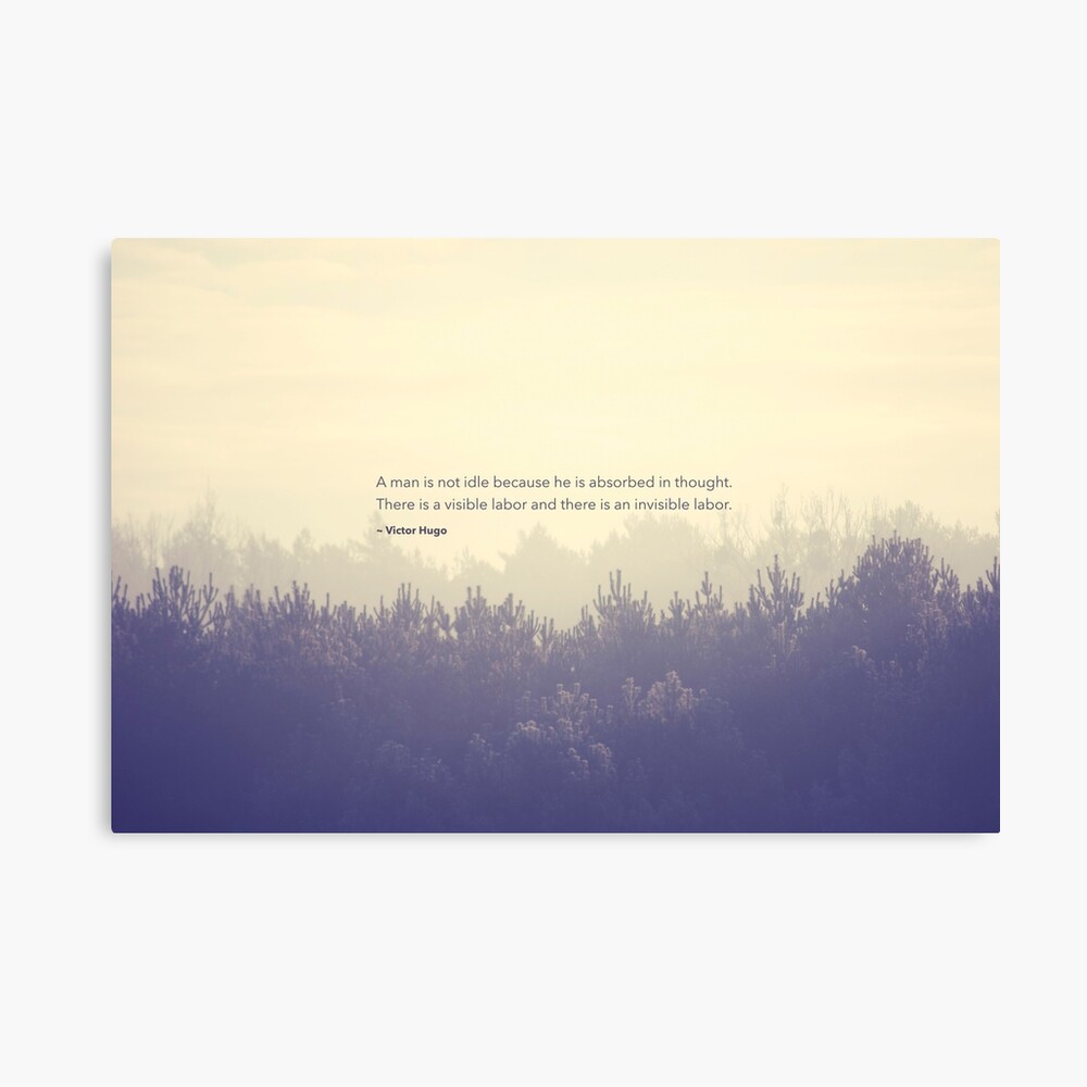 Impression Photo Victor Hugo Citation De Penseur Pacifique Paysage Naturel De Foret Brumeuse En Couleurs Bleu Beige Et Gris Fonce Introversion Words Par Iresist Redbubble