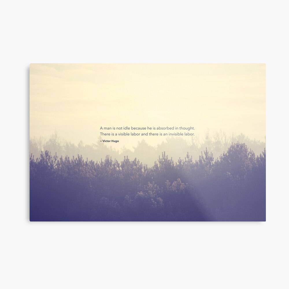 Impression Sur Toile Victor Hugo Citation De Penseur Pacifique Paysage Naturel De Foret Brumeuse En Couleurs Bleu Beige Et Gris Fonce Introversion Words Par Iresist Redbubble