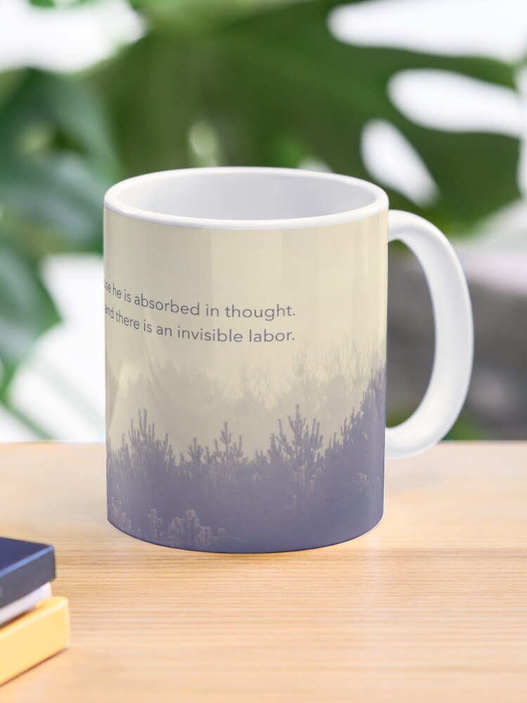 Mug Victor Hugo Citation De Penseur Pacifique Paysage Naturel De Foret Brumeuse En Couleurs Bleu Beige Et Gris Fonce Introversion Words Par Iresist Redbubble