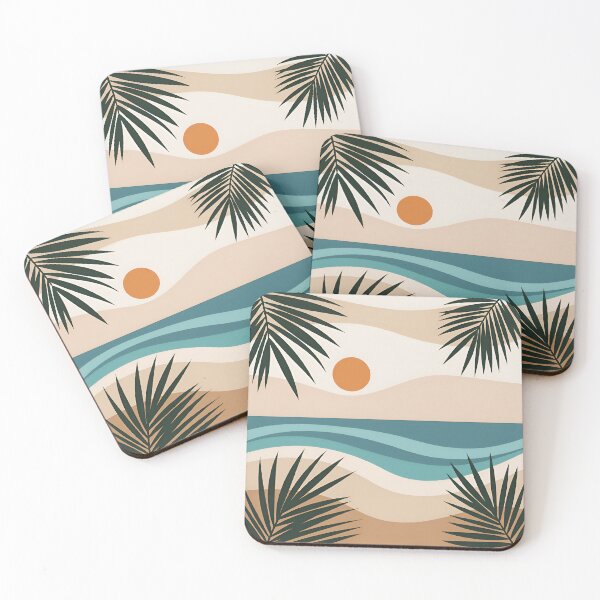 Item preview, Fuerteventura Breeze | Minimalist Palm & Wave Tropical Art Print designed and sold by Simple_Lines2025.