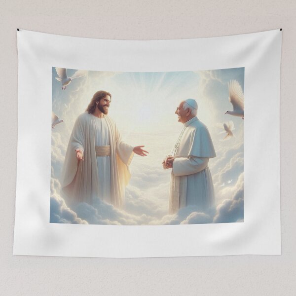 Item preview, Jesus Welcoming Pope Francis into Heaven designed and sold by sevenmountains.