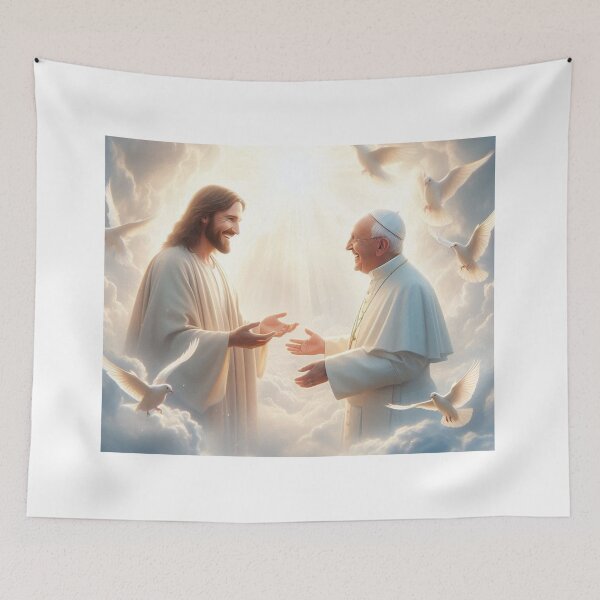 Item preview, Jesus Welcoming Pope Francis into Heaven designed and sold by sevenmountains.