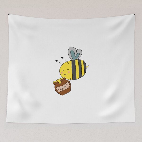 Item preview, Cute Cartoon Bees With Honey Jars on white background designed and sold by sigoisette.