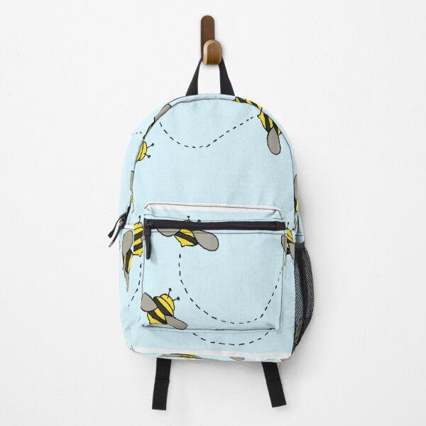 Item preview, Seamless Pattern of Flying Bees with Dotted Trails on Light Blue Background designed and sold by sigoisette.