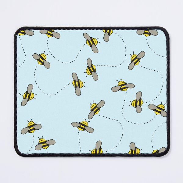 Item preview, Seamless Pattern of Flying Bees with Dotted Trails on Light Blue Background designed and sold by sigoisette.