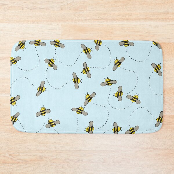 Item preview, Seamless Pattern of Flying Bees with Dotted Trails on Light Blue Background designed and sold by sigoisette.