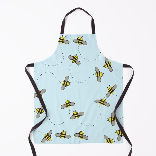 Item preview, Seamless Pattern of Flying Bees with Dotted Trails on Light Blue Background designed and sold by sigoisette.