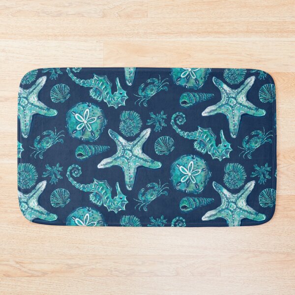 Item preview, Watercolor Shells and Sea Creatures - Original Collection-on Navy Blue designed and sold by PD-Coastal.