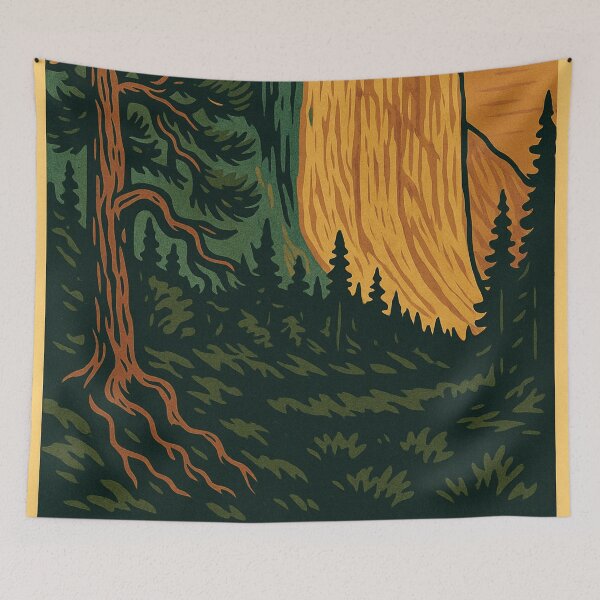 Item preview, Yosemite Color Lino Cut poster designed and sold by ~ Roodpart ~ Owen White.