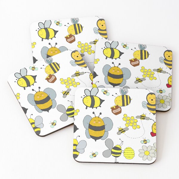 Item preview, collections of Illustrations Cute Cartoon Bees With Honeycombs and Flowers isolated on white designed and sold by sigoisette.