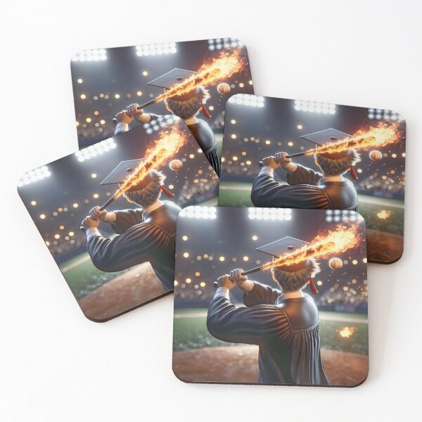 Item preview, Boy Graduate Swinging a Flaming Baseball Bat designed and sold by Maria Dryfhout.