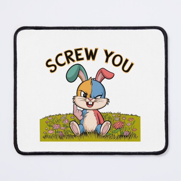 Item preview, Screw You, angry rabbit, attitude, funnyfits70, Humor, Funny, retro, vintages, funny quotes, animal humor, designed and sold by FunnyFits70.