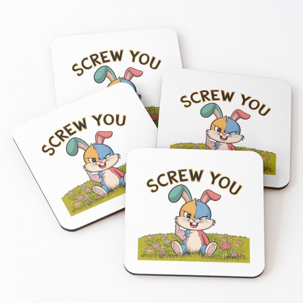 Item preview, Screw You, angry rabbit, attitude, funnyfits70, Humor, Funny, retro, vintages, funny quotes, animal humor, designed and sold by FunnyFits70.