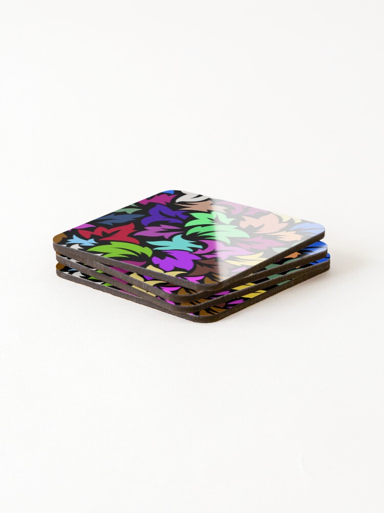 Thumbnail 4 of 5, Coasters (Set of 4), Colorful Abstract Leaf Pattern Design designed and sold by Genius-Merch.