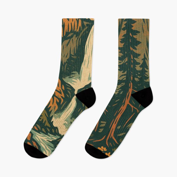 Item preview, Yosemite Falls Color Linocut Print designed and sold by ~ Roodpart ~ Owen White.