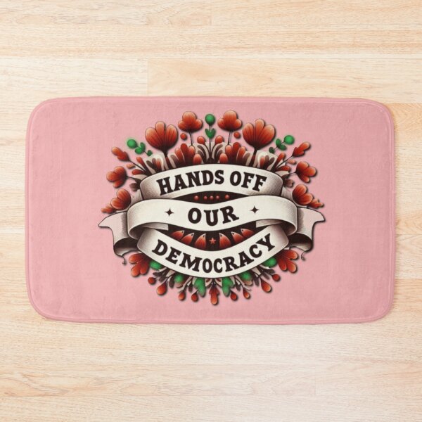 Item preview, Political banner expressing the opposition of Americans to the rule of Trump's and his administration, with the slogan: Hands off our democracy designed and sold by JaroDesign2023.