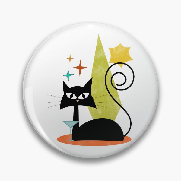 Item preview, Mid Century Cat Sitting & Sipping designed and sold by dreamprint.