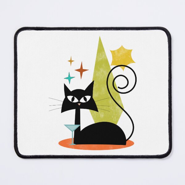 Item preview, Mid Century Cat Sitting & Sipping designed and sold by dreamprint.